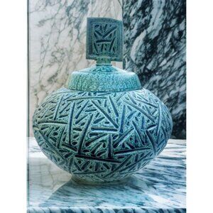 Handmade Decorative Ceramic Vase With Lid By William Kidd 2004 Textured